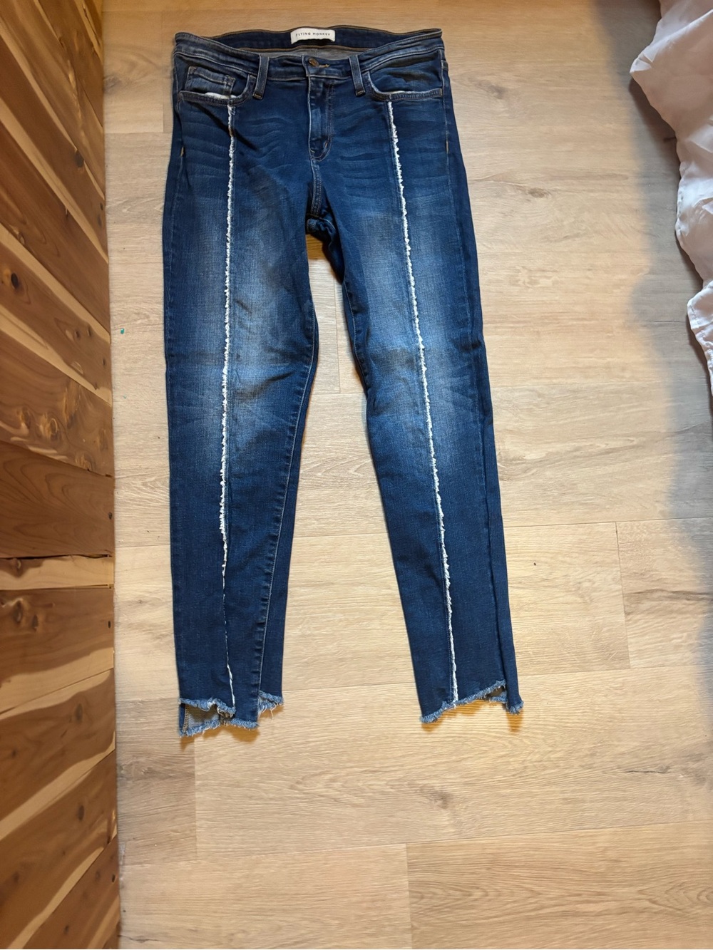 Flying Monkey Dark Blue Skinny Jeans with Frayed Center Seams
